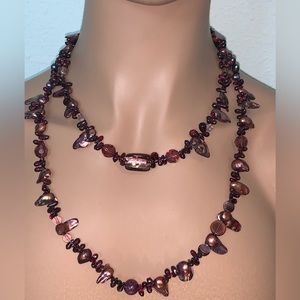 😍😍HOST PICK 11/21 & 4/15 Vint Biwa Pearl, Garnet, Crystal & Sterling Necklace
